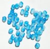 50 6mm Faceted Two Tone Fire & Ice Aqua and Crystal Beads 